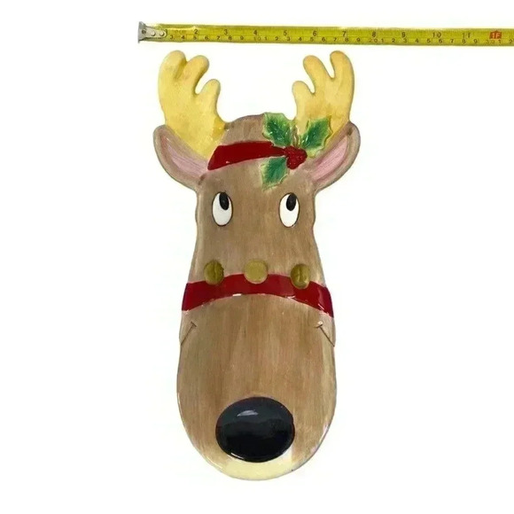 Fitz and Floyd Snack Therapy Christmas Reindeer Serving Plate Tray Wall Decor - Picture 10 of 12